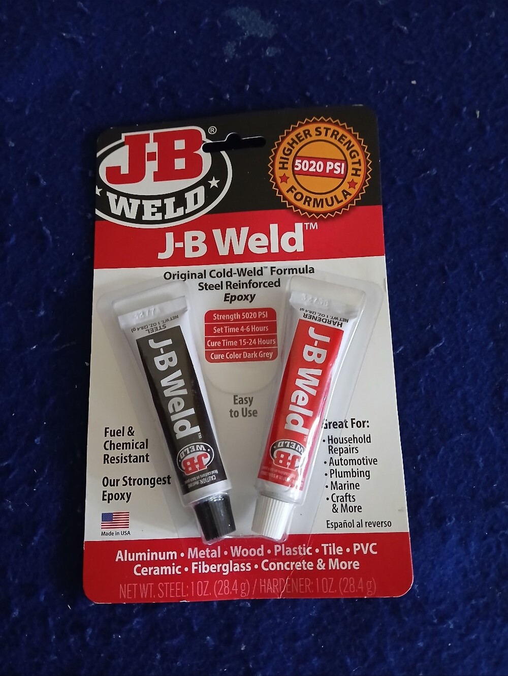J-B Weld Steel Reinforced Epoxy Repair Kit 2 Tube Set New